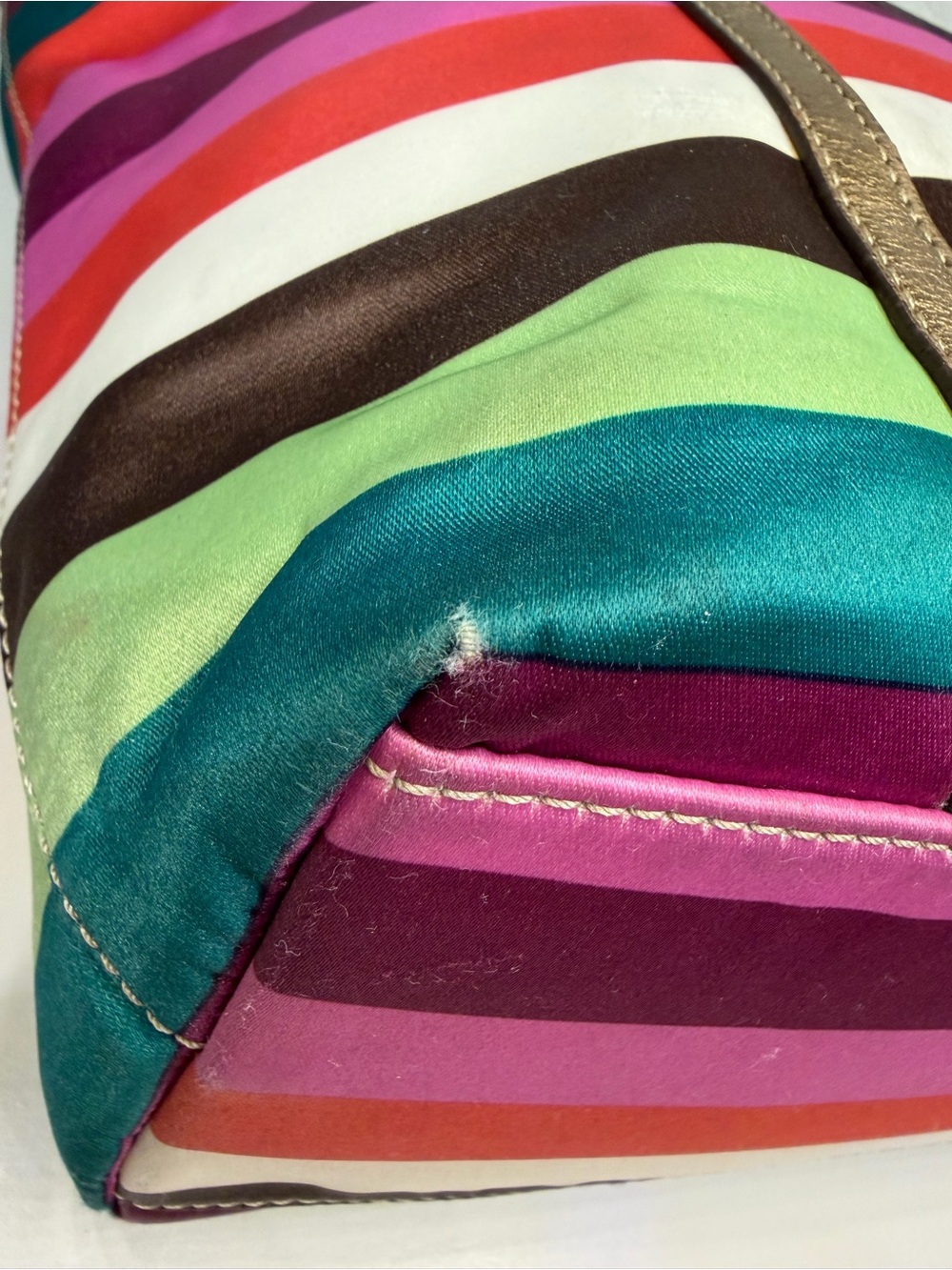 COACH LEGACY Multicolor Striped SATEEN Tote with Gold/ Bronze Trim. 2 Hangtags!! - Picture 8 of 16